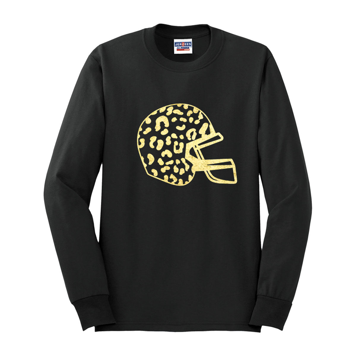 Gold Leopard Football Helmet Long Sleeve Shirt