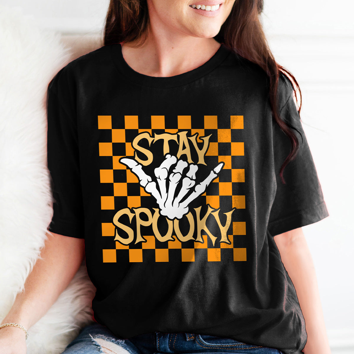 Stay Spooky Check Halloween T-Shirt