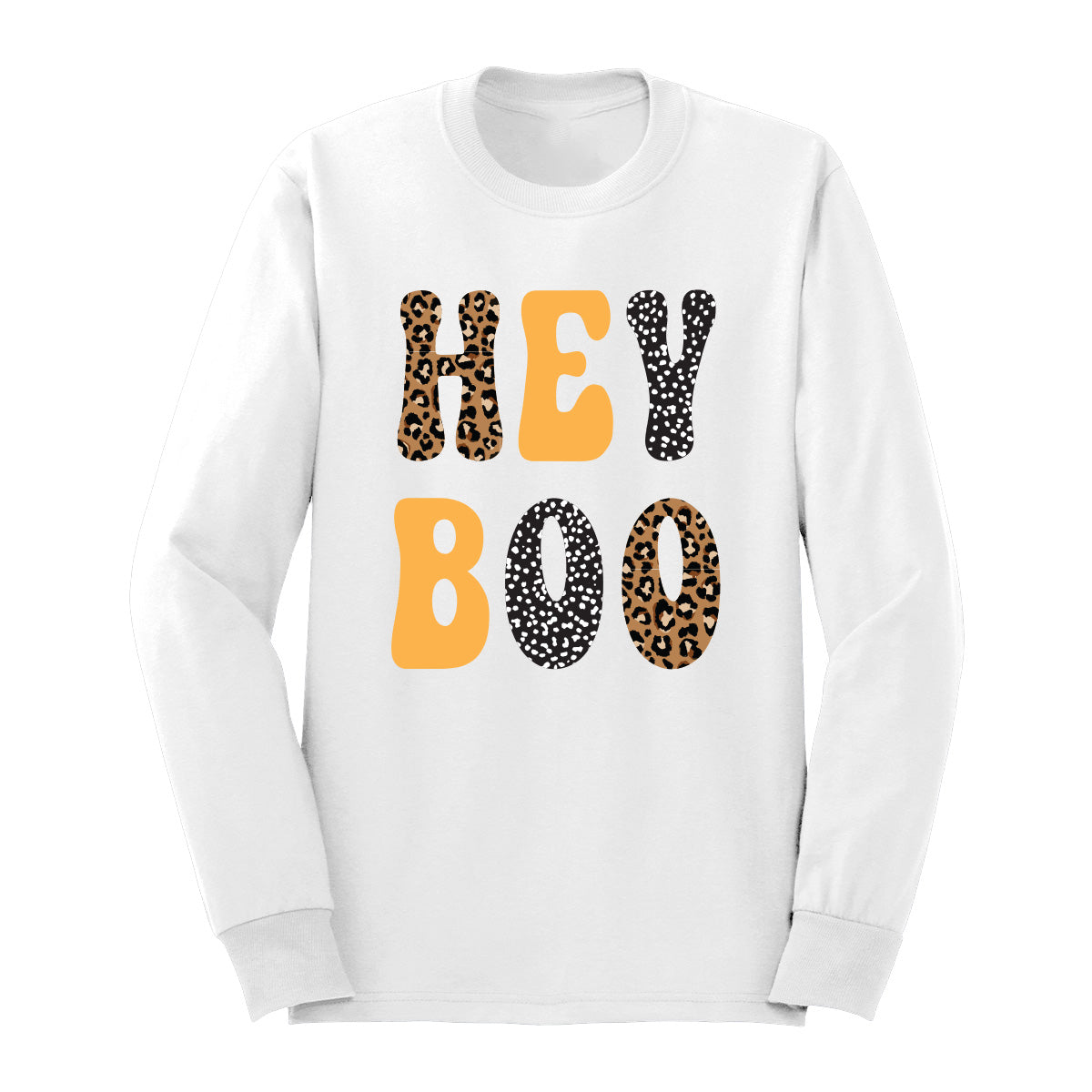 Leopard Hey Boo Halloween Long Sleeve Shirt