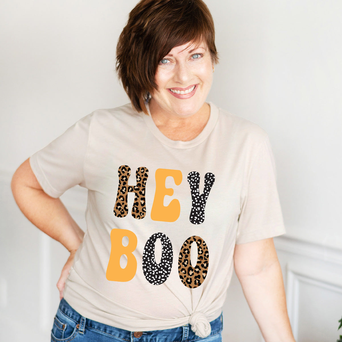 Leopard Hey Boo Halloween T-Shirt